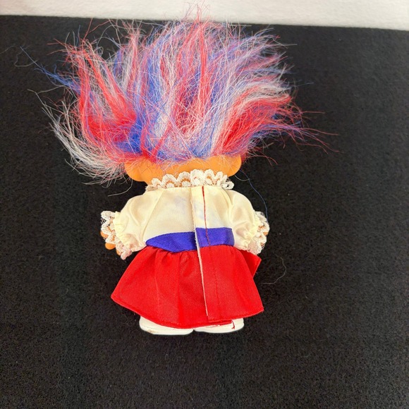 VTG 1992 Russ Troll Doll Around the World USA Red White Blue Hair Outfit Shoes - Picture 3 of 7